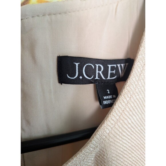 J. Crew Fringe Trim Dress Glossy Twill Cream Gold Womens 2 Midi Sheath Flare - Picture 7 of 16